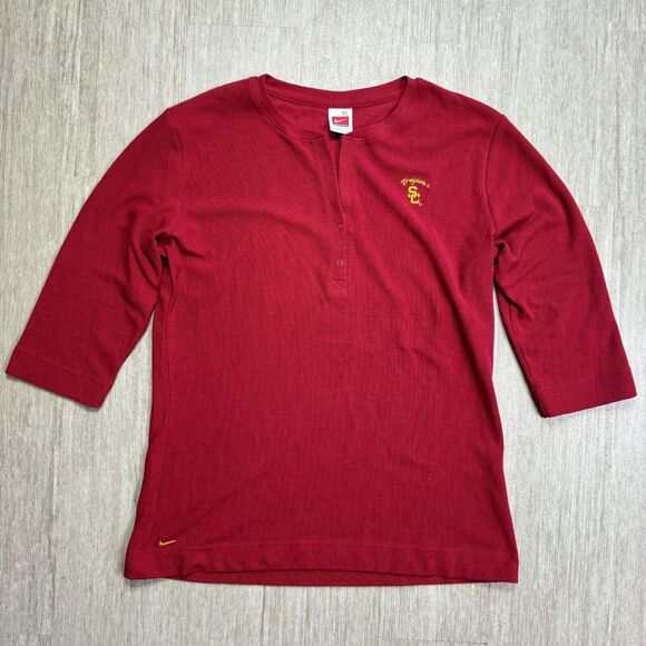 Nike Tops - Vintage Nike USC Trojans Thermal Shirt 3/4 Sleeve Womens XL Sleepwear Henley